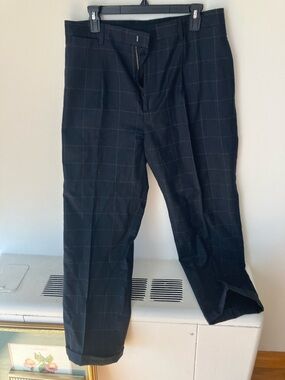 Nautica Black Windowpane Plaid Chino Pants Cotton & Wool
